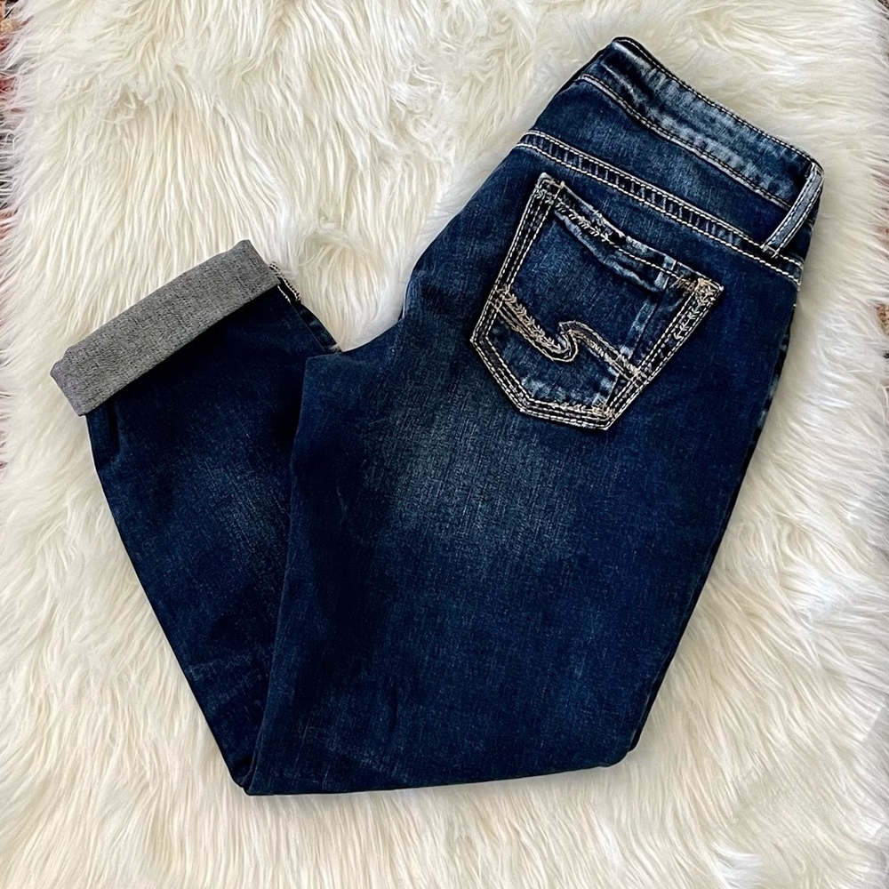 Womens Silver Jean Capris